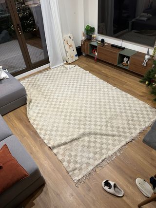 Alfombra Zara Home 2x3m Cuadros Beige