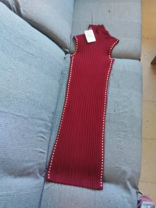 Vestido de invierno granate sin mangas