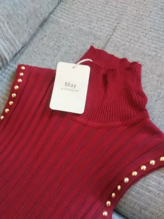 Vestido de invierno granate sin mangas