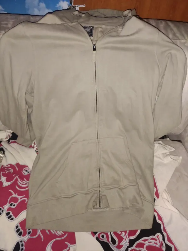 Felpa cardigan cotone beige