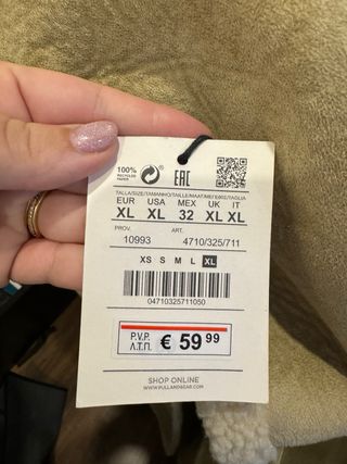 Chaqueta borreguito Pull&Bear larga beige XL