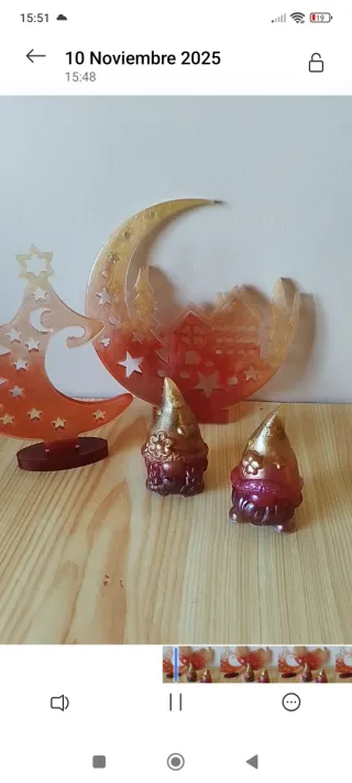 Decorazione Natalizia in Resina Albero Luna Gnomi