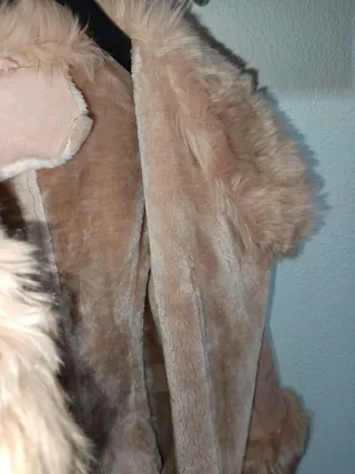 Chaquetón antelina rosa cuello pelo