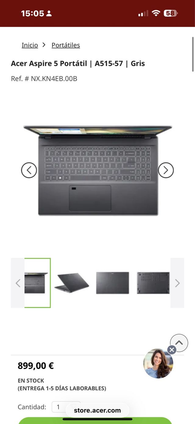 Portatile Acer Aspire 5 A515-57 Grigio 1TB 32GB RAM