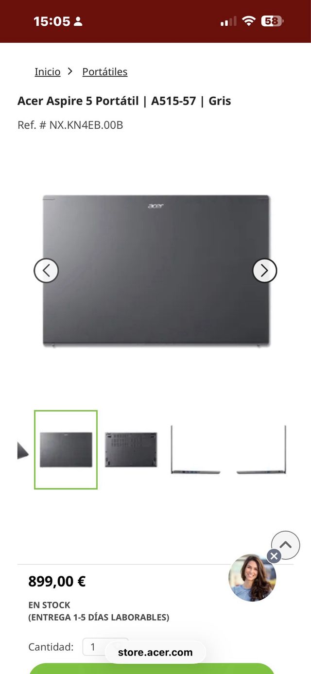 Portatile Acer Aspire 5 A515-57 Grigio 1TB 32GB RAM