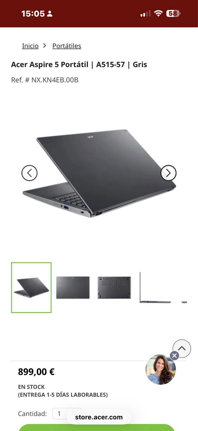 Portatile Acer Aspire 5 A515-57 Grigio 1TB 32GB RAM