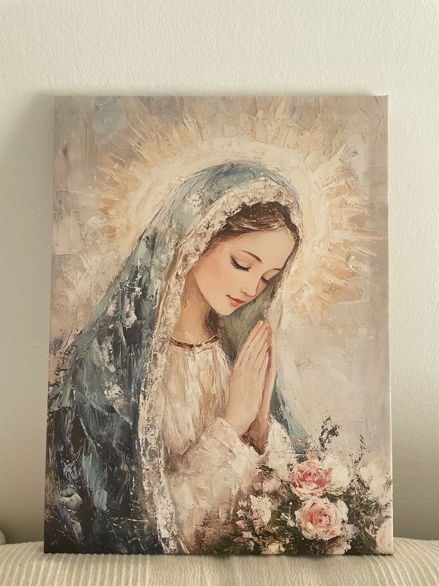 Cuadro Virgen María Orando Flores 30x40cm