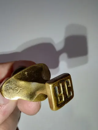 Antiguo Sello bronce dorado Juana de Arco