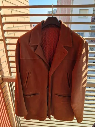 Chaquetón de piel Massimo Dutti marrón