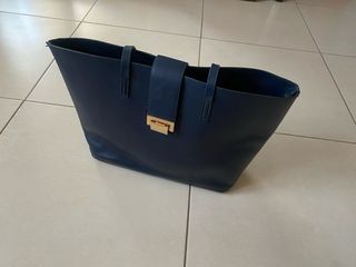 Bolso de mano Sfera azul con detalles dorados