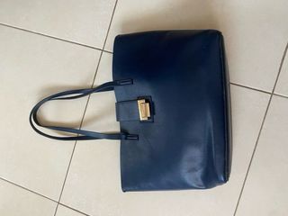 Bolso de mano Sfera azul con detalles dorados