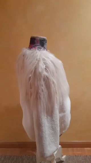 Chaquetón de mujer de pelo combinado sintético