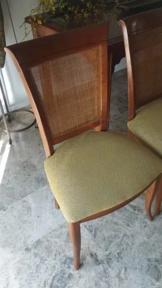 Conjunto 4 Sillas de Comedor Madera y Rattan