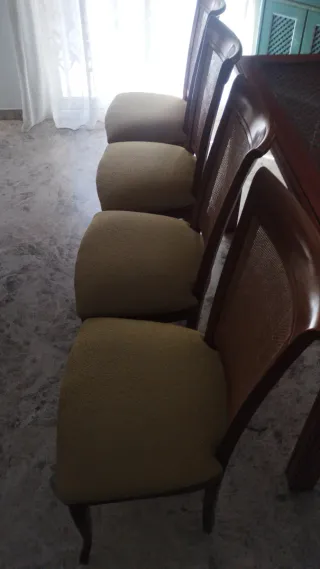 Conjunto 4 Sillas de Comedor Madera y Rattan