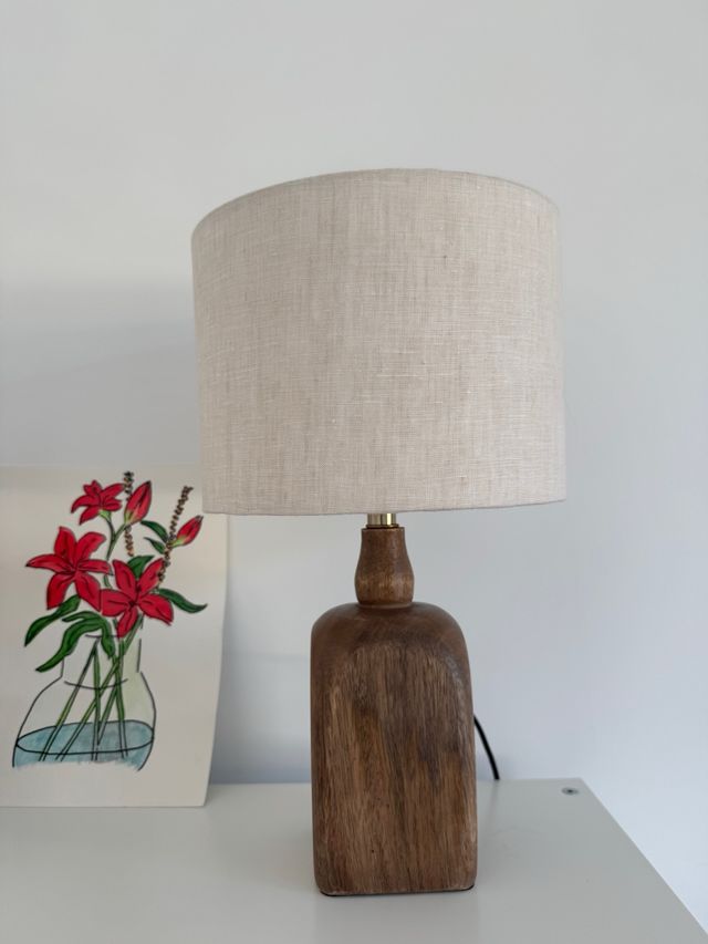 Lâmpada Zara Home Madeira e Tecido