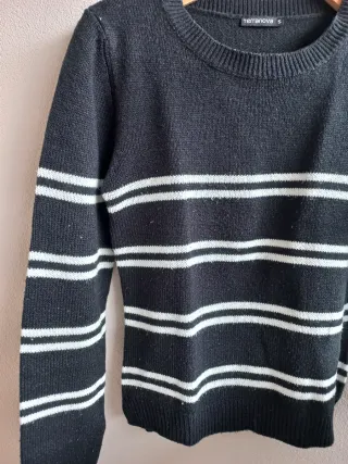 Felpa Terranova S righe bianche nere