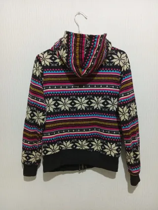 Chaqueta abrigada borreguito estampado étnico S