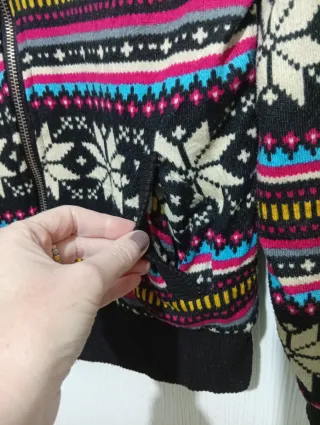 Chaqueta abrigada borreguito estampado étnico S