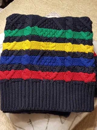 Jersey Ralph Lauren azul con rayas de colores