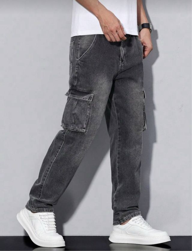 Pantalón vaquero cargo gris XL