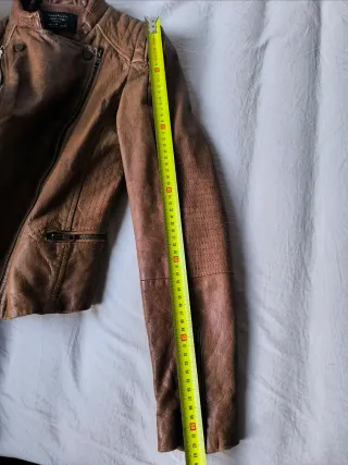 Chaqueta Biker Zara Piel auténtica Marrón/Camel