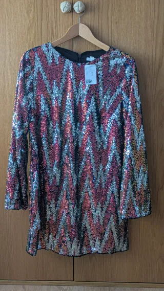 Vestido fiesta lentejuelas H&M Talla L
