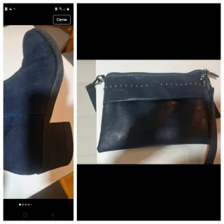 Botín y bolso azul marino. Conjunto muy buen estad