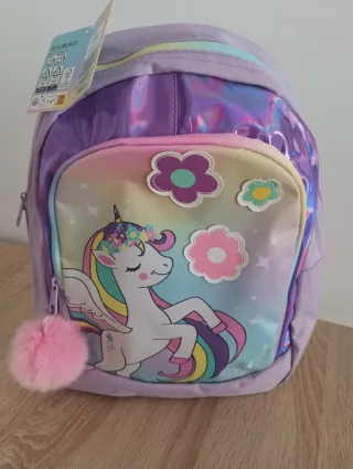 Mochila Unicornio con Pompón Rosa