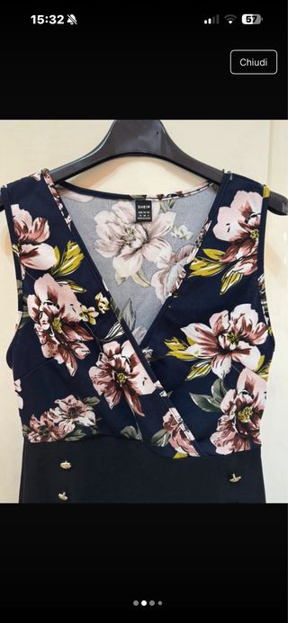 Tubino nero e rosa con bottoni taglia M