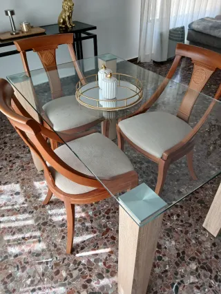 Mesa Comedor Cristal y Madera