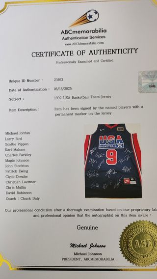Maglia USA autografata Dream Team Jordan