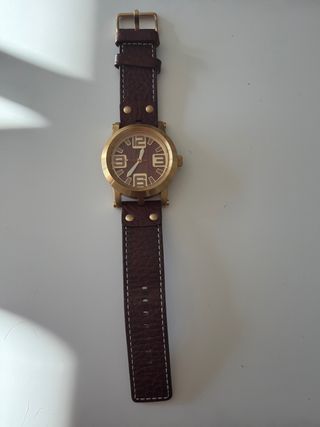 Reloj de Pulsera Marrón y Dorado