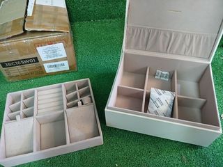 SONGMICS JBC165W01 Joyero 2 Capas, Joyero con Asa