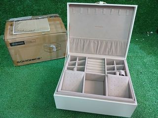 SONGMICS JBC165W01 Joyero 2 Capas, Joyero con Asa