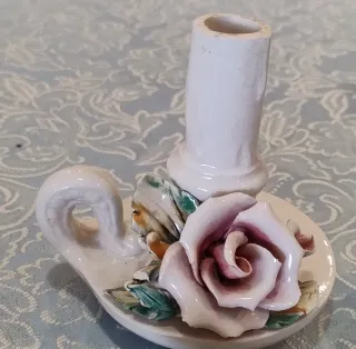 Lotto 5 oggetti decorativi ceramica e vetro