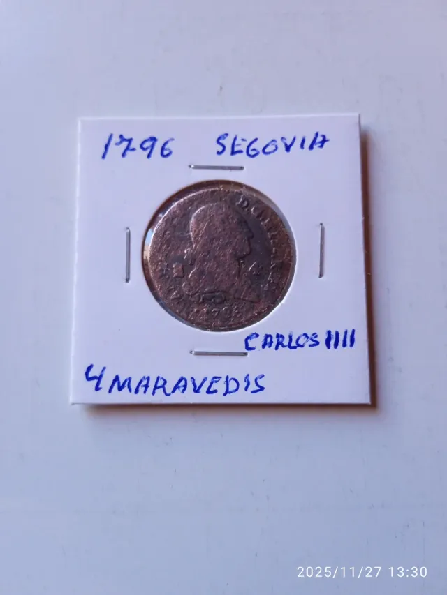 Carlos IIII 1796. 4 maravedís de Segovia