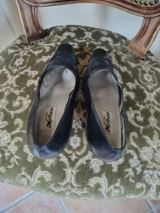 Scarpe décolleté donna vera pelle nere 37 - 6 cm