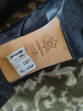 Scarpe décolleté donna vera pelle nere 37 - 6 cm