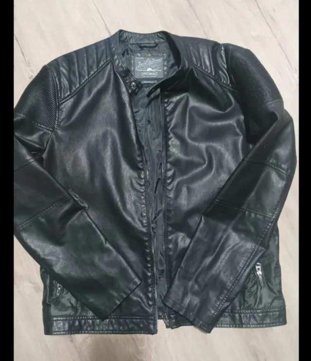 Cazadora Cuero Jack & Jones Negra