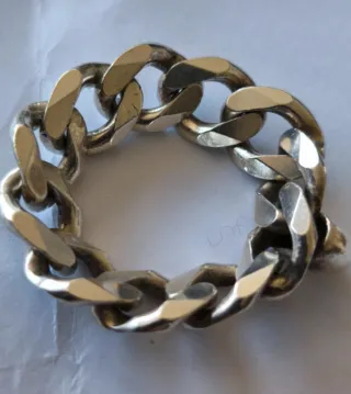 Anillo artesano cadena esclava calavera plata,unic