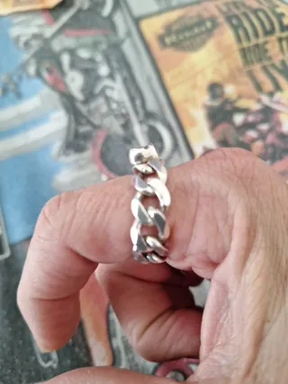 Anillo artesano cadena esclava calavera plata,unic