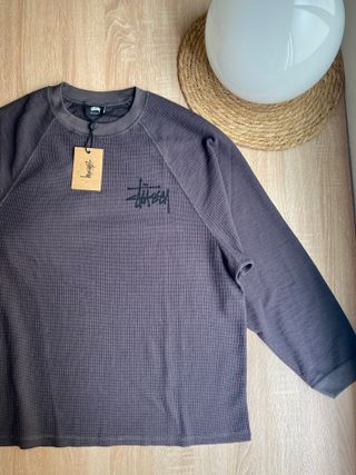 Sudadera Stussy Basic Thermal Gris