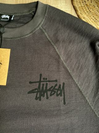 Sudadera Stussy Basic Thermal Gris