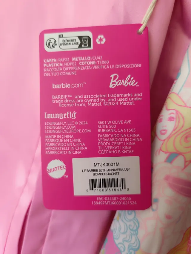 Chaqueta Bomber Barbie 65 Aniversario Talla M