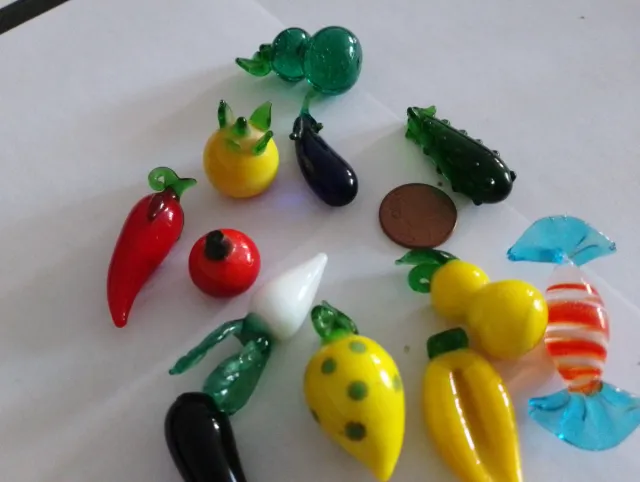Mini Frutas y Verduras de Cristal murano