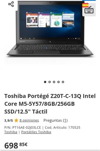 Portátil híbrido Toshiba Portégé Z20T-C-13Q 12.5"