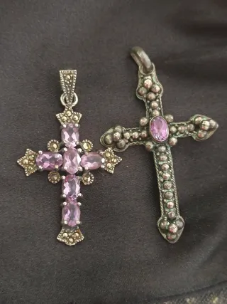 Colgante Cruz Plata Amatista