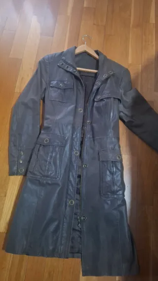 Chaquetón de cuero mujer marrón 50