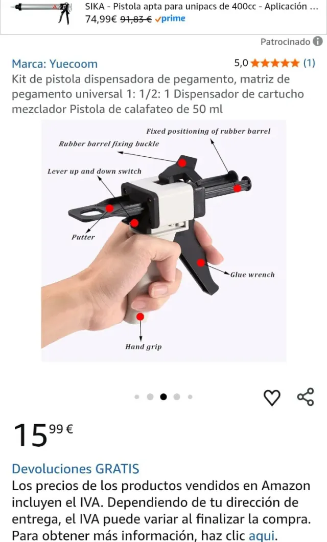 Pistola dispensadora de pegamento