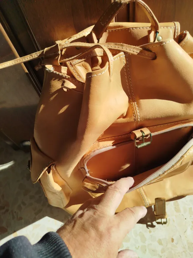 Mochila de cuero no hay marrón